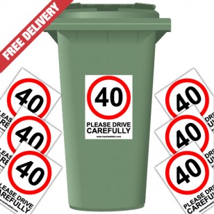 40 mph Please Drive Carefully Speed Reduction Wheelie Bin Stickers